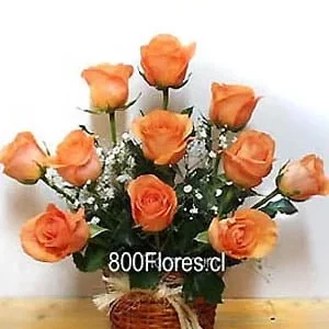 Arreglo country de rosas en cesta