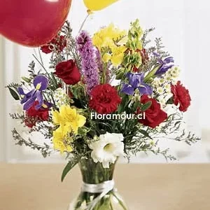 Florero primaveral con globos