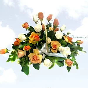 Canasto de rosas pastel