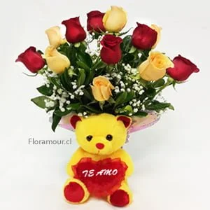 Spanish love - Arreglo de rosas y peluche