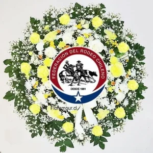 Corona de condolencias institucional con imagen de logo impreso