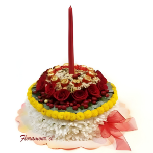 Torta de flores naturales con bombones