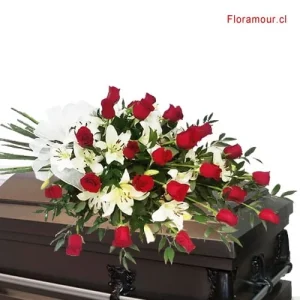 Ramo de rosas y liliums de condolencia