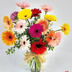 Florero de gerberas multicolor