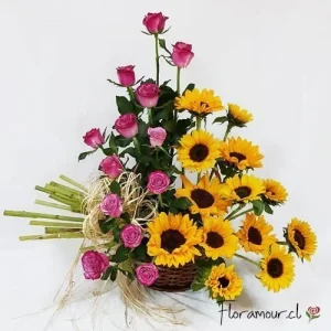 Campolindo - Canasto de rosas y girasoles