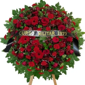 Bermellón - Corona de rosas rojas en atril