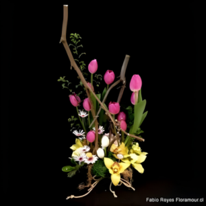 Arreglo de tulipanes y orquídeas