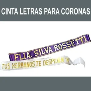 Banda cinta con letras para coronas, homenajes o ceremonias protocolares