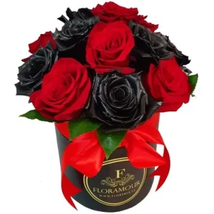 Vampi - Caja de 12 rosas negras y rojas