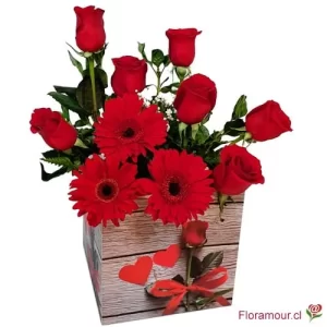Affection - Caja con rosas y gerberas