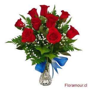 August - Florero con 9 rosas