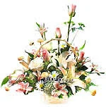 Cesta de lilums y rosas