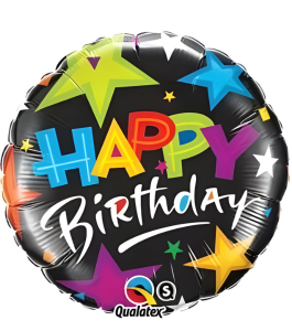 Globo qualatex negro de 9 pulgadas "Feliz Cumpleaños"