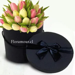 EXCLUSIVA CAJA NEGRA CON 21 TULIPANES