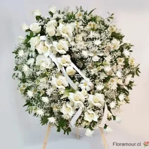 Banda - Corona de flores para funeral clásica grande para condolencias, montada en atril.