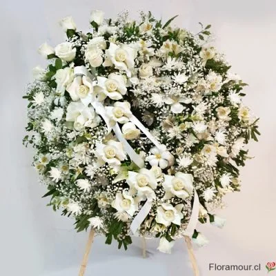 Banda - Corona de flores para funeral clásica grande para condolencias, montada en atril.