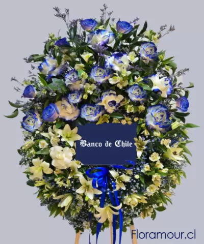 Blue - Corona de rosas azules y flores mixtas
