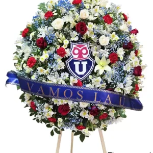 Corona en Atril con Cinta impresa y logotipo (Futbol Universidad de Chile)