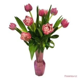 Flauta - Florero de 8 tulipanes