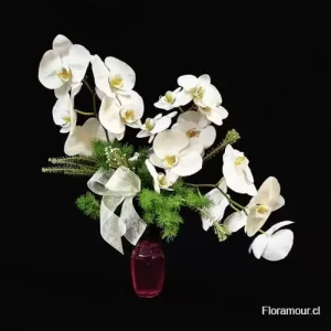 Nice Florero flauta de 3 orquídeas