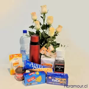 Acompañamiento - Servicio de Café con Arreglo de rosas