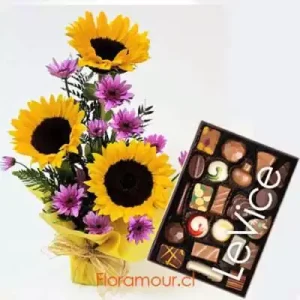 Tres Soles Chocolates - Arreglo de Grisasoles con bombones