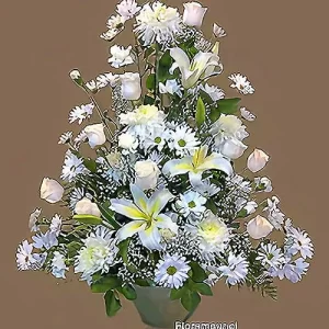 Amparo - Arrimo de flores en colores blanco y pastel