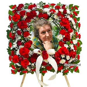 Corona de flores condolencias cuadrada con foto o logo para condolencias