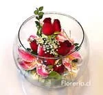 Gran pecera de rosas y liliums