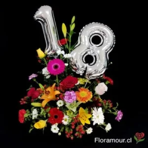 La Fete - Arreglo floral con globos de números
