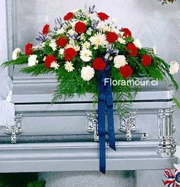 Óvalo fúnebre de claveles y pompones
