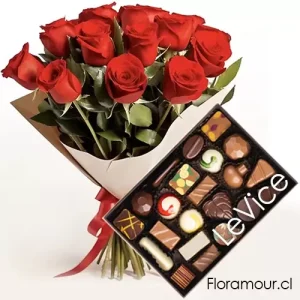 Impacto - Ramo de 12 Rosas y Bombones Le Vice