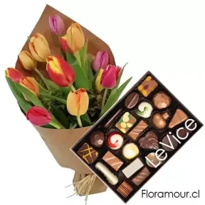 Ramo de tulipanes ecológicos - Bombones Le Vice